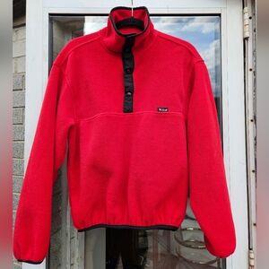Vintage Woolrich Polartec Fleece Pullover Jacket Red Snap Buttons - Size Small